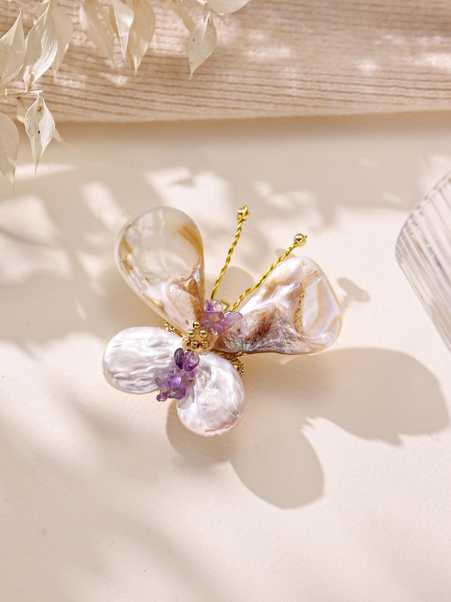 Butterfly Shell Brooch PA6217