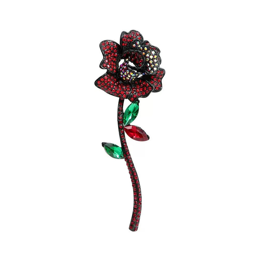 Rose Alloy Rhinestone Brooch PA6277