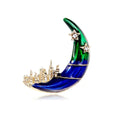 Moon Alloy Rhinestone Brooch PA6284