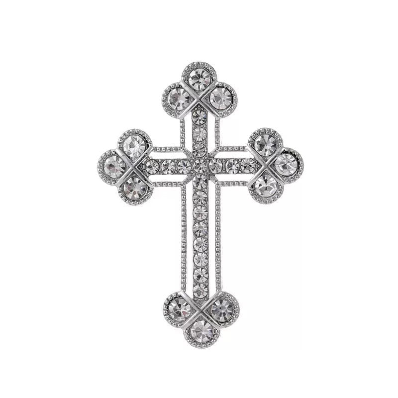 Cross Alloy Rhinestone Brooch PA6304