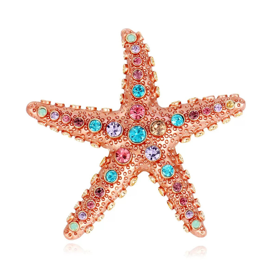 Starfish Alloy Rhinestone Brooch PA6318