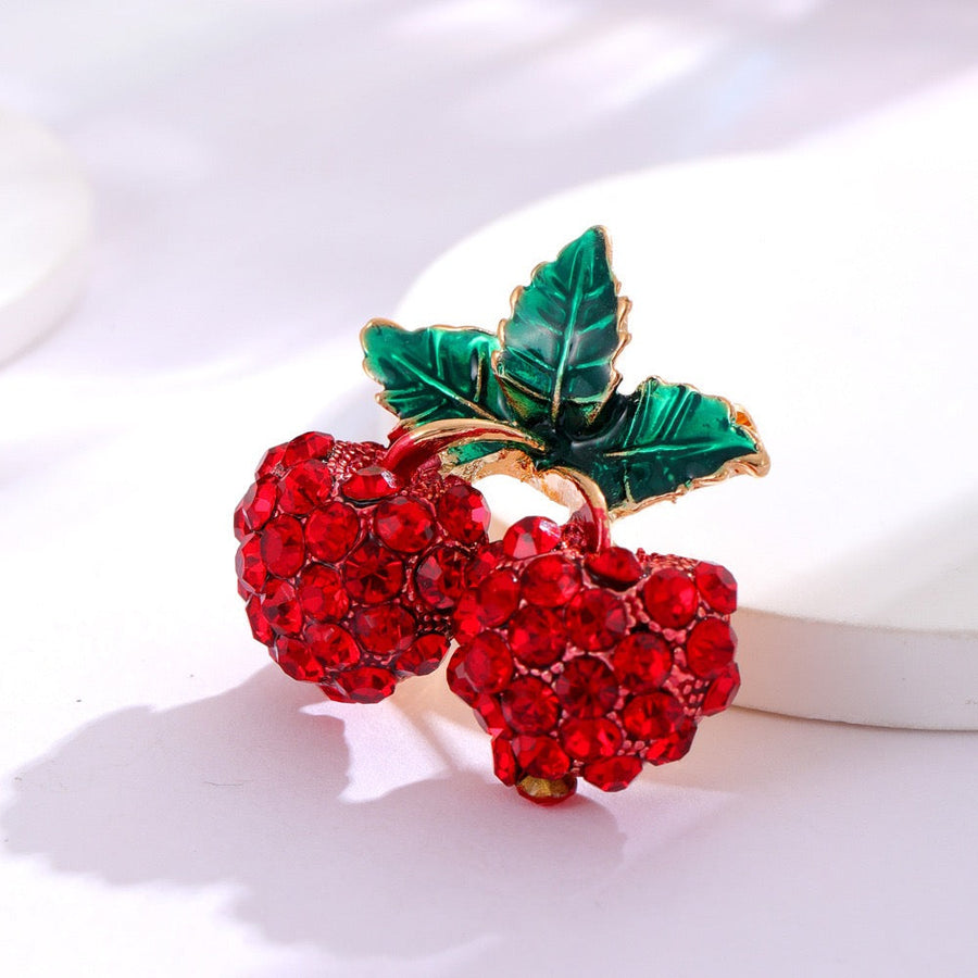 Cherry Alloy Rhinestone Brooch PA6323