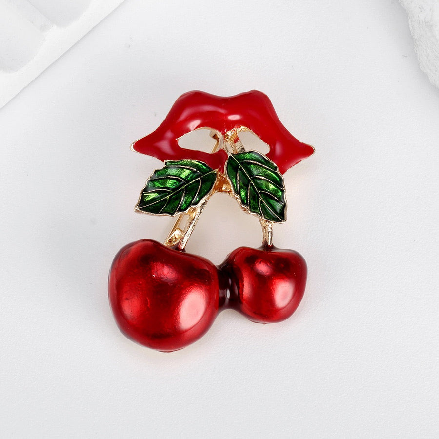 Cherry Alloy Rhinestone Brooch PA6324