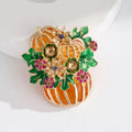 Pumpkin Alloy Rhinestone Brooch PA6333