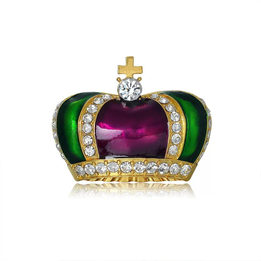 Crown Alloy Rhinestone Brooch PA6335