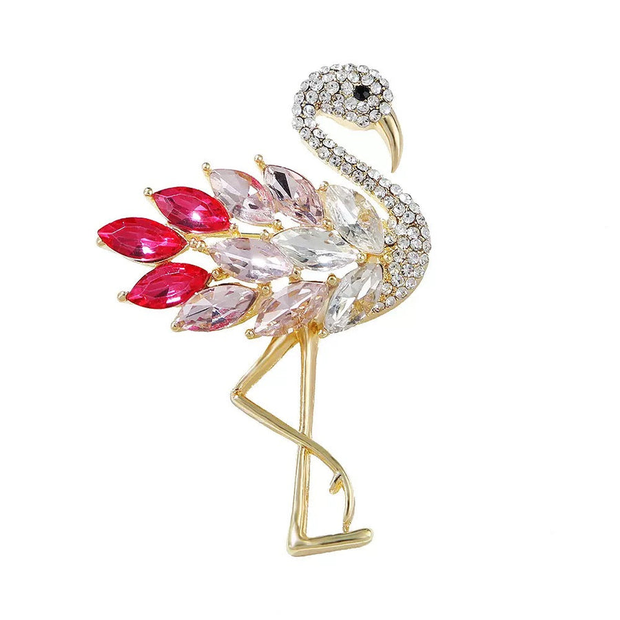 Flamingo Alloy Rhinestone Brooch PA6342