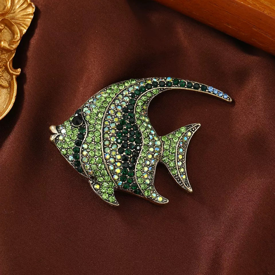 Fish Alloy Rhinestone Brooch PA6350