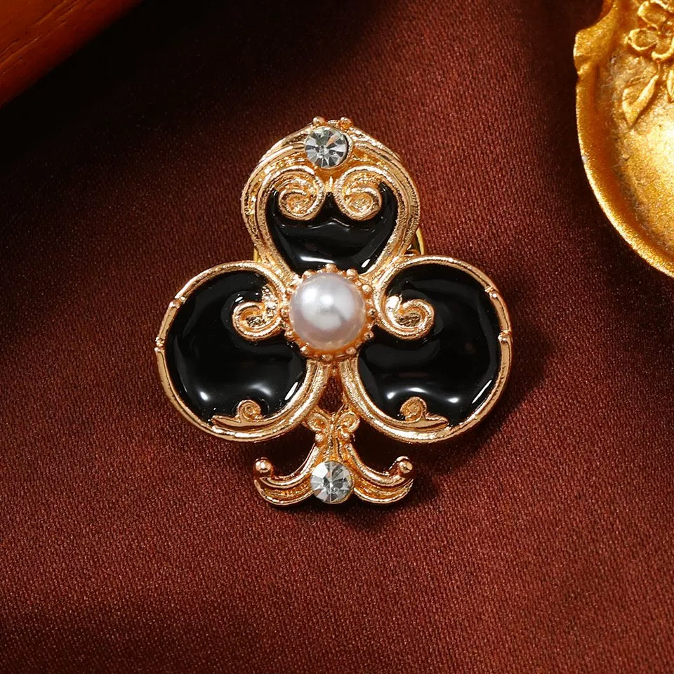Spades Alloy Rhinestone Brooch PA6358