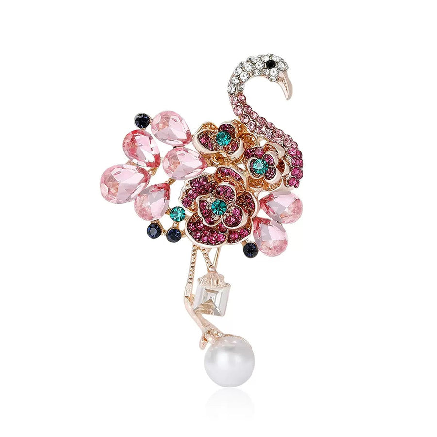 Flamingo Alloy Rhinestone Brooch PA6365
