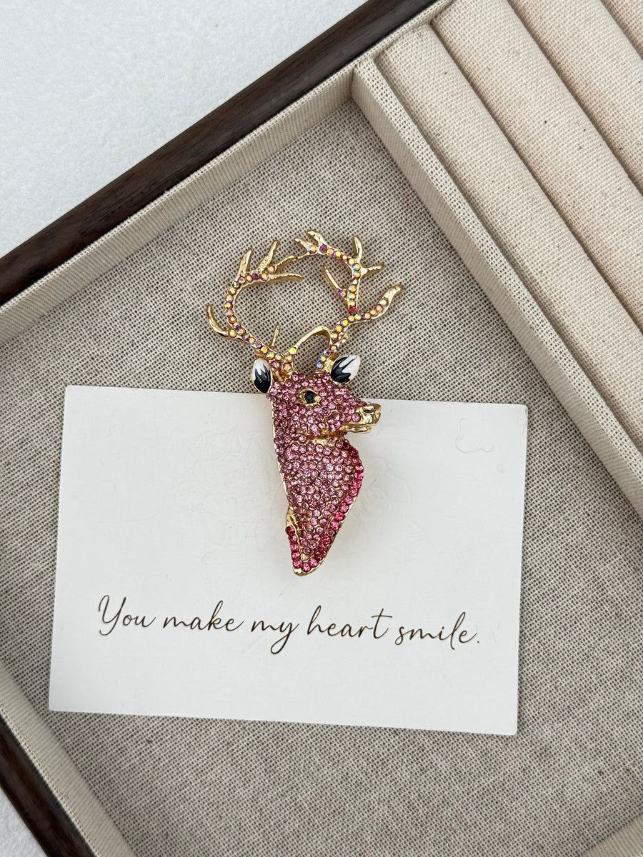 Deer Alloy Rhinestone Brooch PA6449