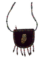 Owl Velvet Mini Necklace Charm Bag V0704-Owl