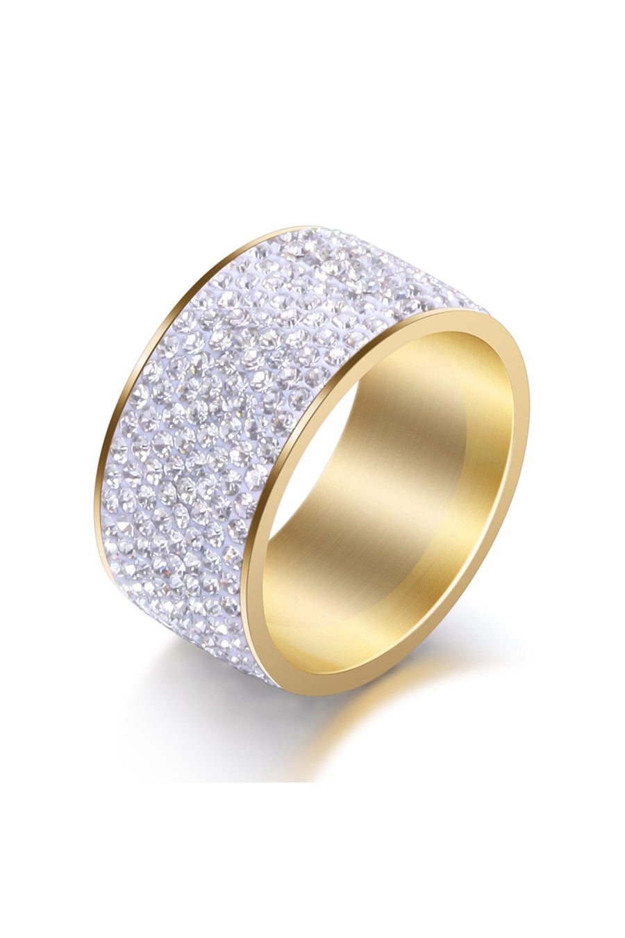 Rhinestone Stainless Steel Ring R1576-Gold