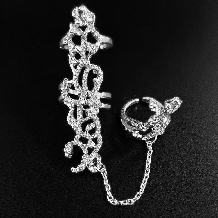 Adjustable Conjoined Chain Link Rings Set R1577