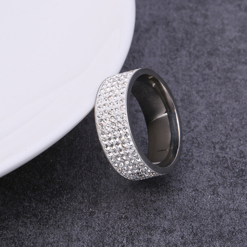 Rhinestone Stainless Steel Ring R1587