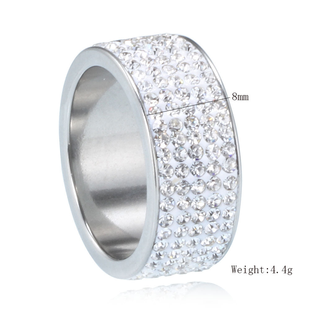 Rhinestone Stainless Steel Ring R1587