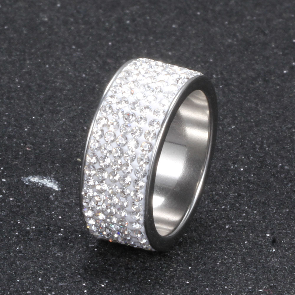 Rhinestone Stainless Steel Ring R1587