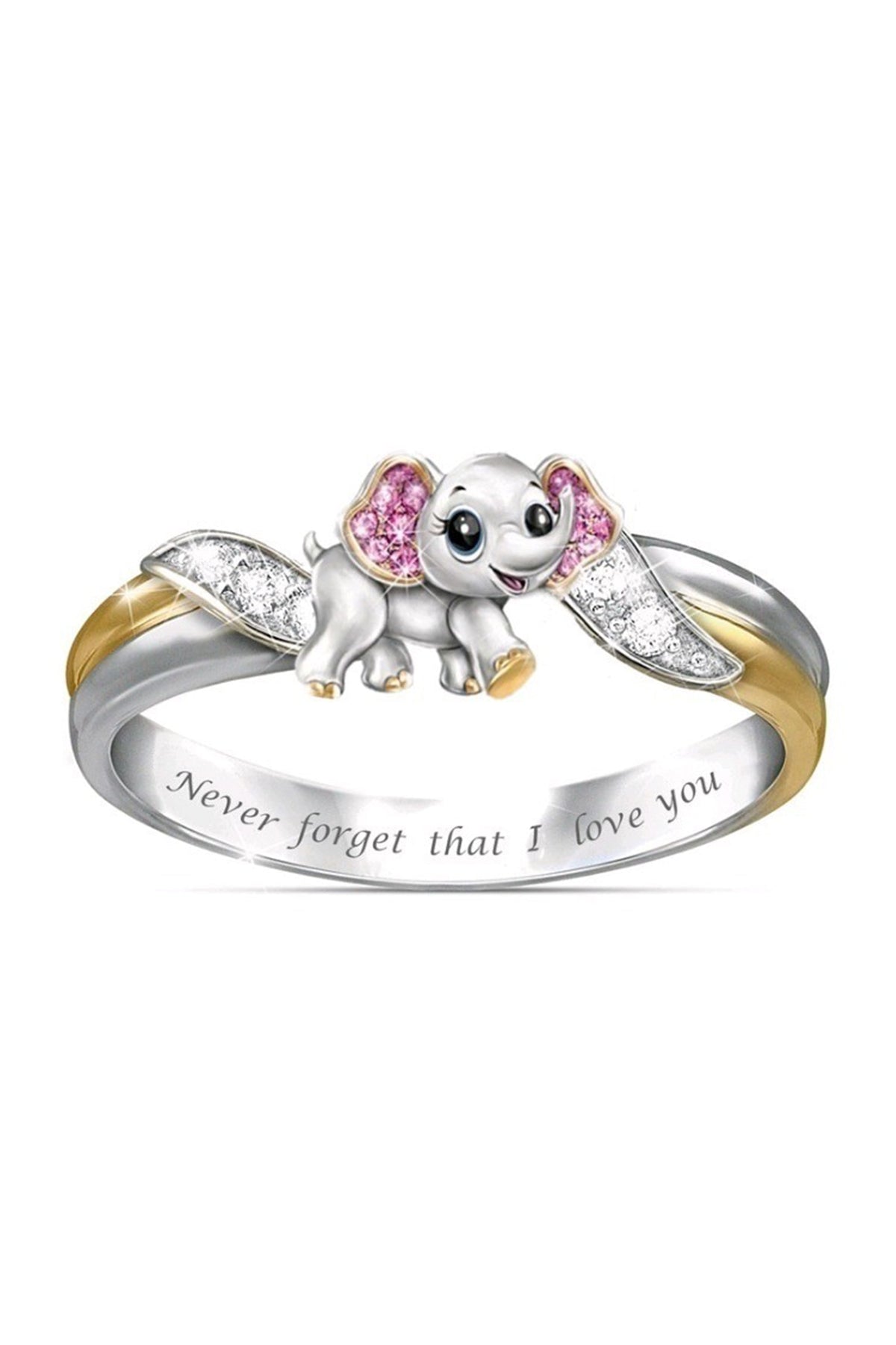 Elephant Rhinestone Alloy Rings R1661