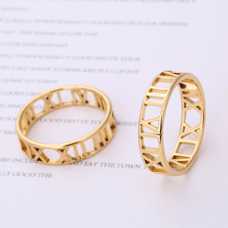 Roman Numerals Stainless Steel Ring R1729