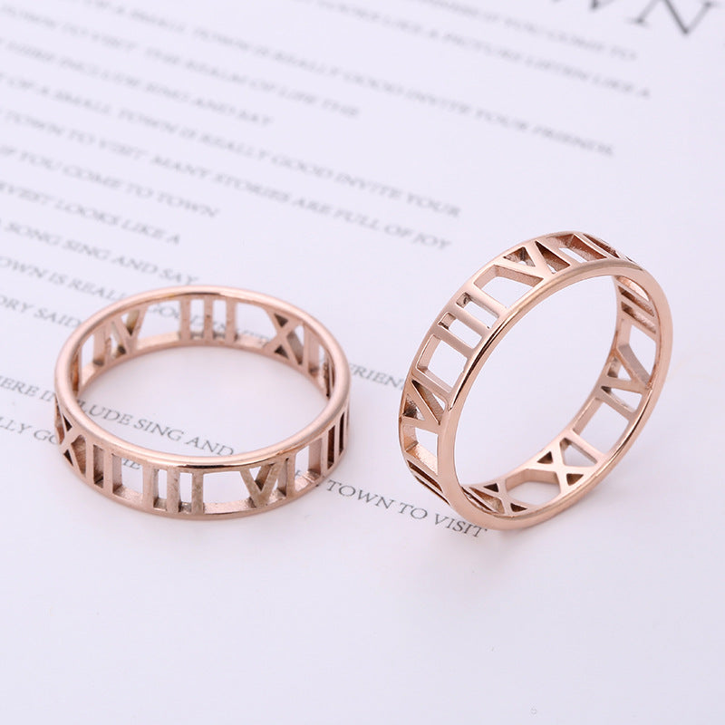 Roman Numerals Stainless Steel Ring R1729