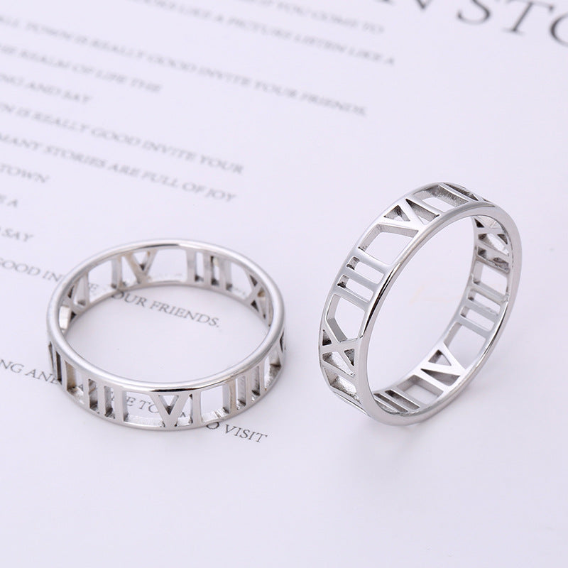 Roman Numerals Stainless Steel Ring R1729