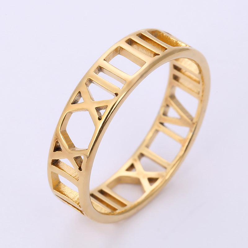 Roman Numerals Stainless Steel Ring R1729