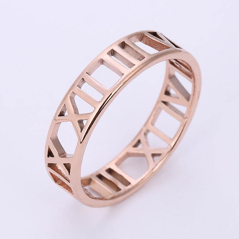 Roman Numerals Stainless Steel Ring R1729