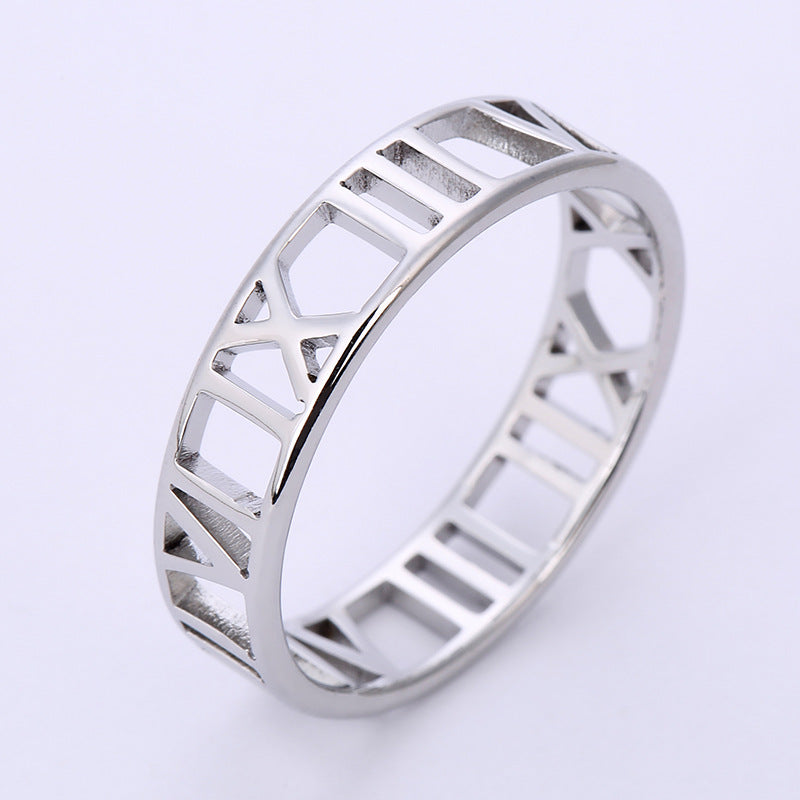 Roman Numerals Stainless Steel Ring R1729