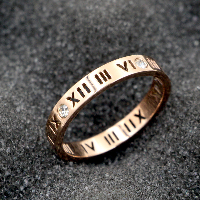 Roman Numerals Stainless Steel Ring R1732