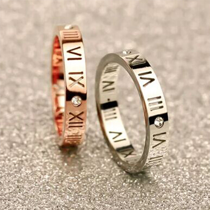 Roman Numerals Stainless Steel Ring R1732