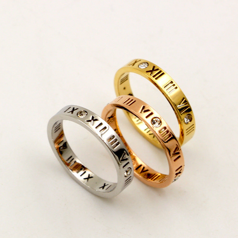 Roman Numerals Stainless Steel Ring R1732