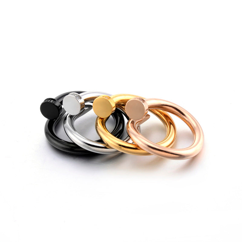 Rhinestone Nail Stainless Steel Ring R1735