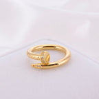 Rhinestone Nail Stainless Steel Ring R1735