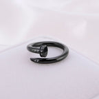 Rhinestone Nail Stainless Steel Ring R1735