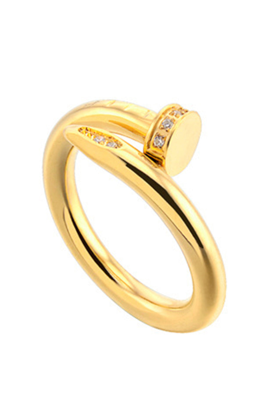 Rhinestone Nail Stainless Steel Ring R1735