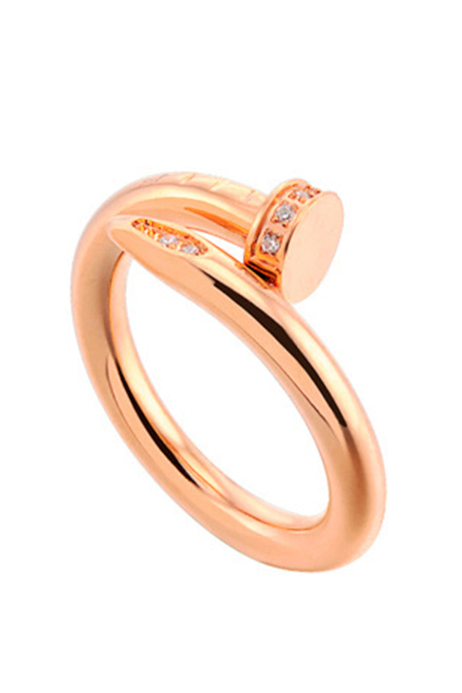 Rhinestone Nail Stainless Steel Ring R1735