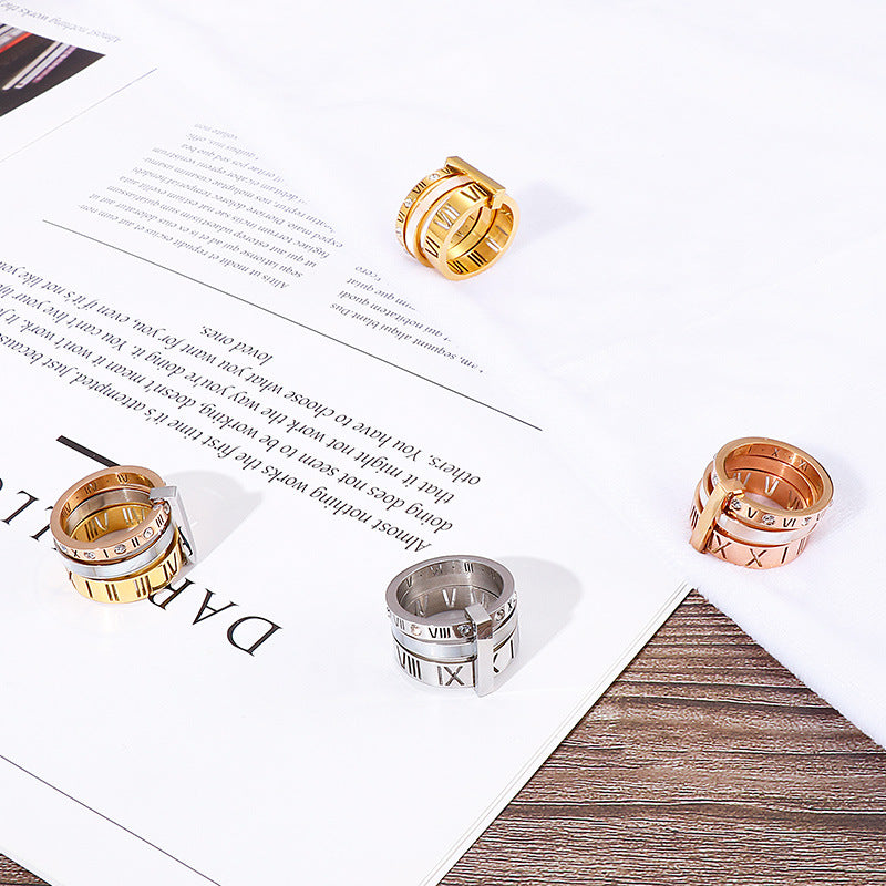 Roman Numerals Stainless Steel Ring R1750