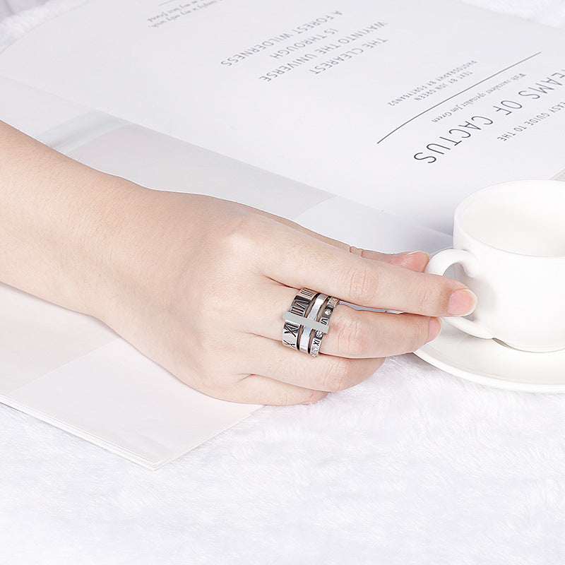 Roman Numerals Stainless Steel Ring R1750