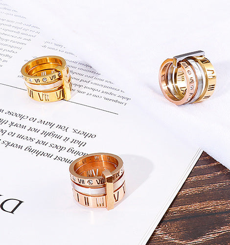 Roman Numerals Stainless Steel Ring R1750