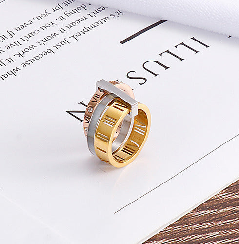 Roman Numerals Stainless Steel Ring R1750