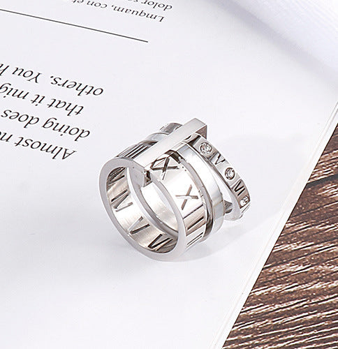 Roman Numerals Stainless Steel Ring R1750