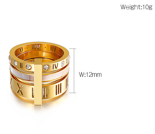 Roman Numerals Stainless Steel Ring R1750