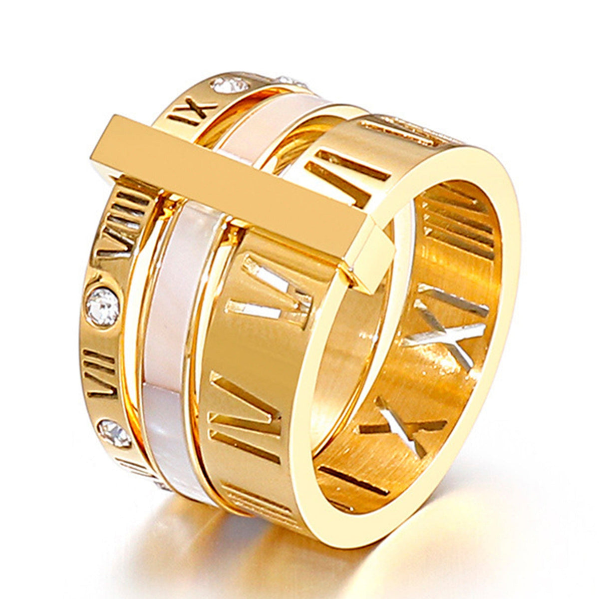 Roman Numerals Stainless Steel Ring R1750