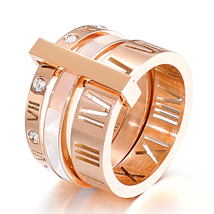 Roman Numerals Stainless Steel Ring R1750