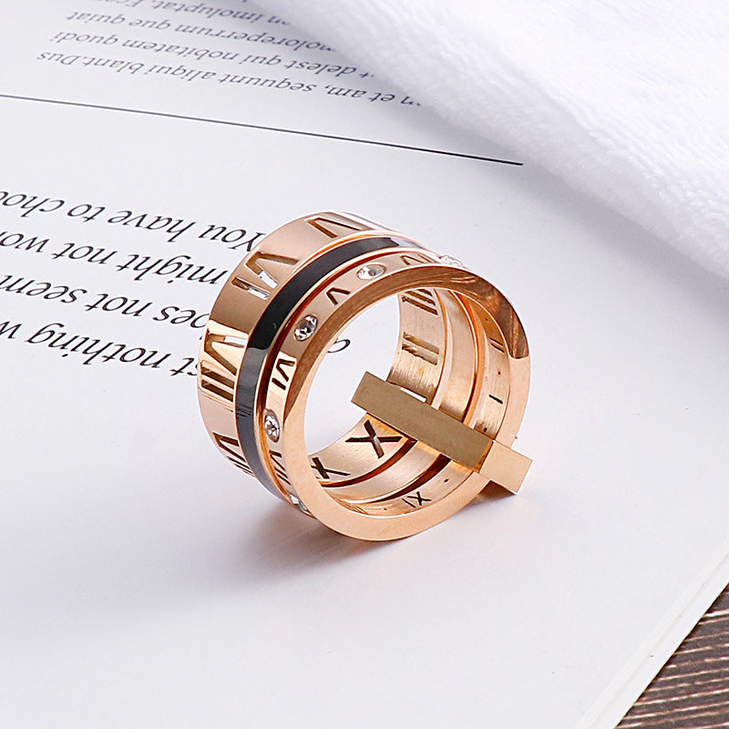Roman Numerals Stainless Steel Ring R1752