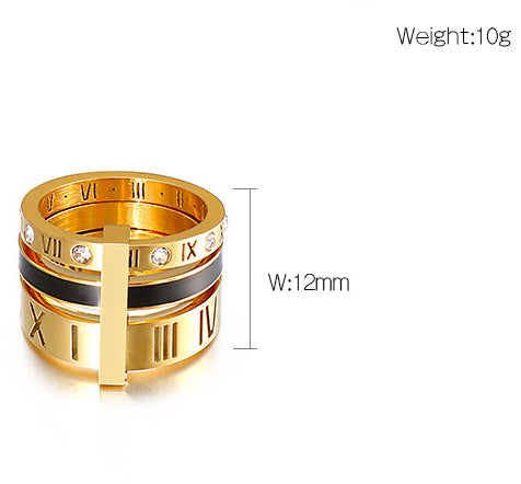 Roman Numerals Stainless Steel Ring R1752