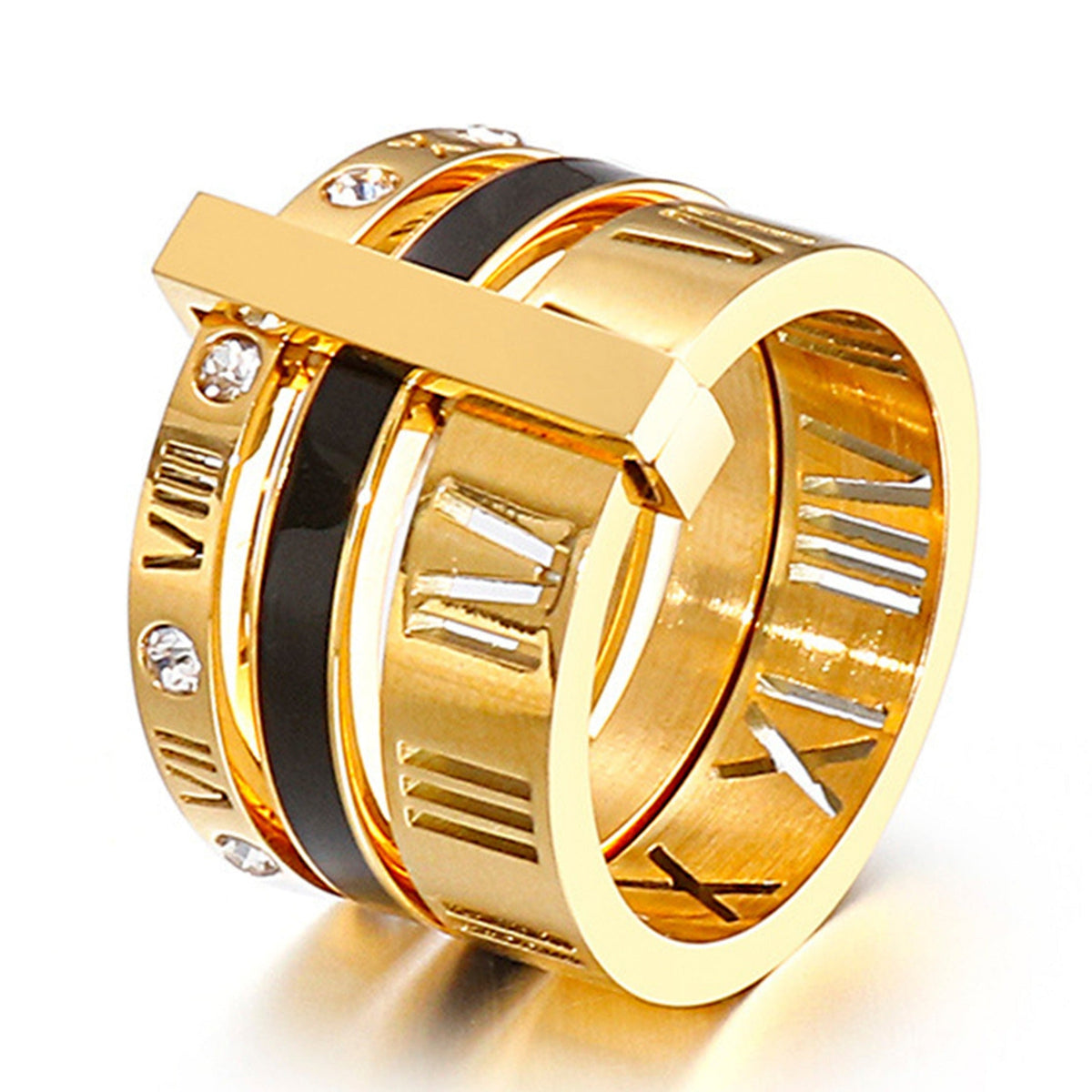 Roman Numerals Stainless Steel Ring R1752