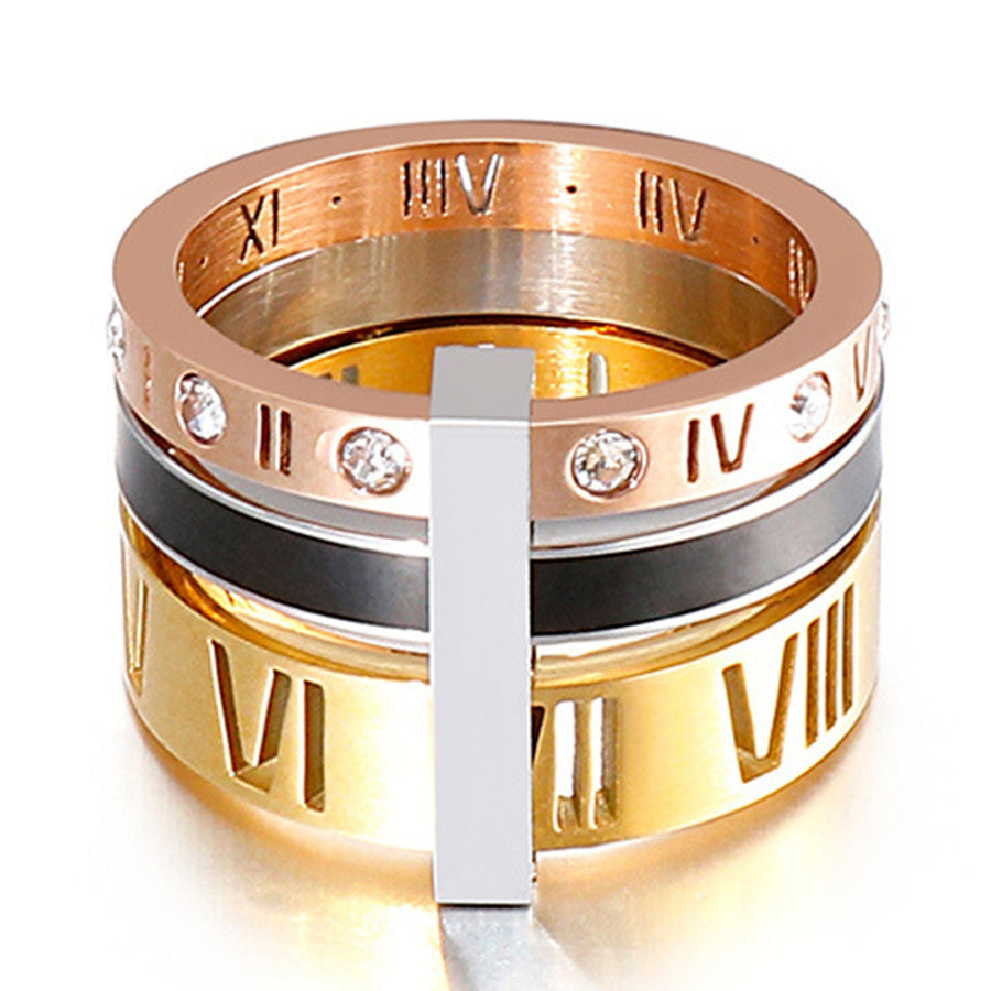 Roman Numerals Stainless Steel Ring R1752