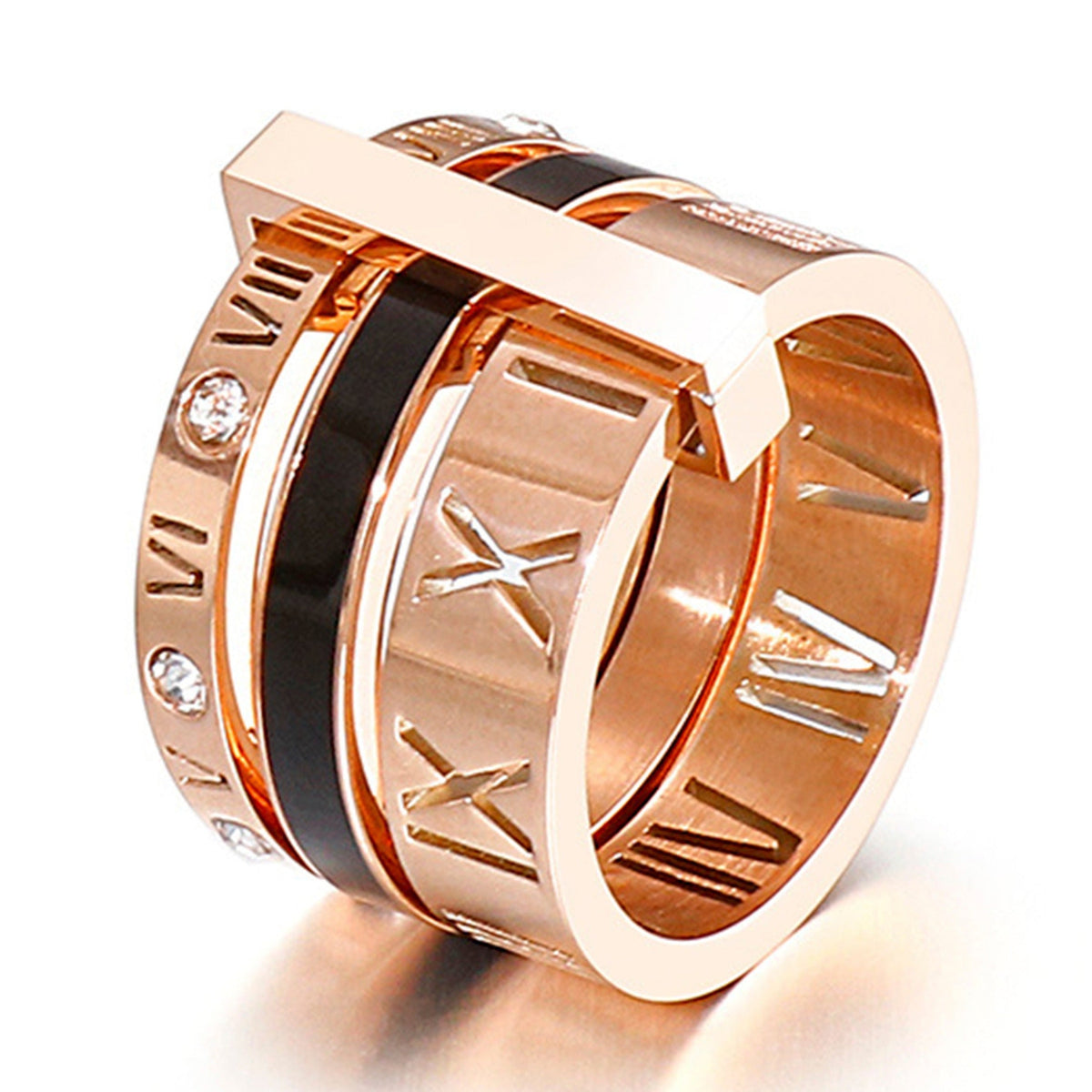 Roman Numerals Stainless Steel Ring R1752