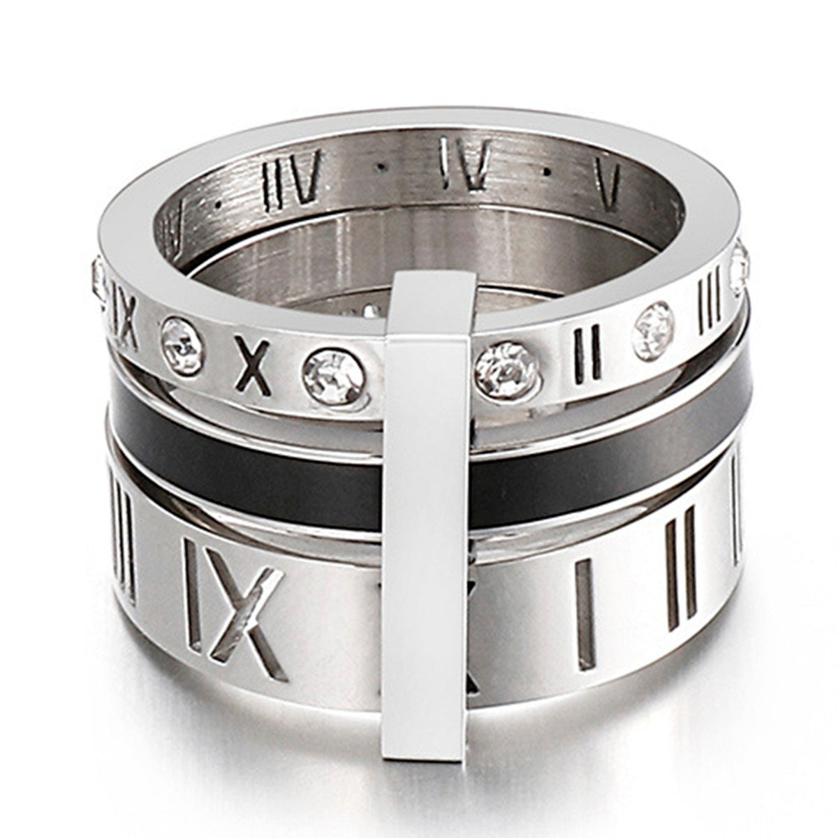 Roman Numerals Stainless Steel Ring R1752