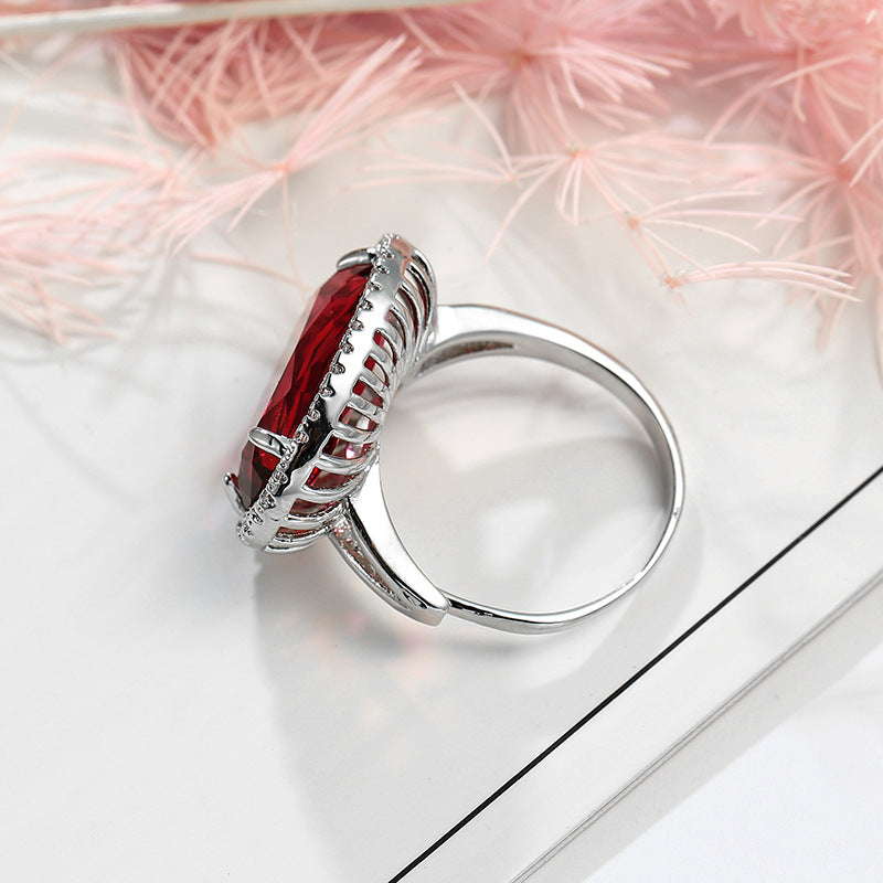 Oval Zircon Copper Adjustable Ring R1763